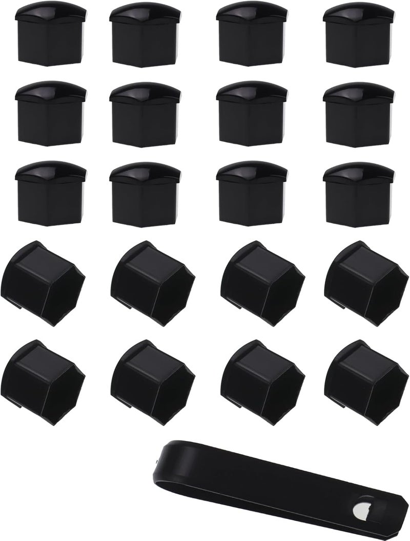 Nihfien 20 Pcs Wheel Lug Nut Covers Bolt Caps,19mm Universal Car Tire Nut Caps Bolt Cover,Hexagonal Plastic Tire Bolt with Removal Tool (Black) - Image 2